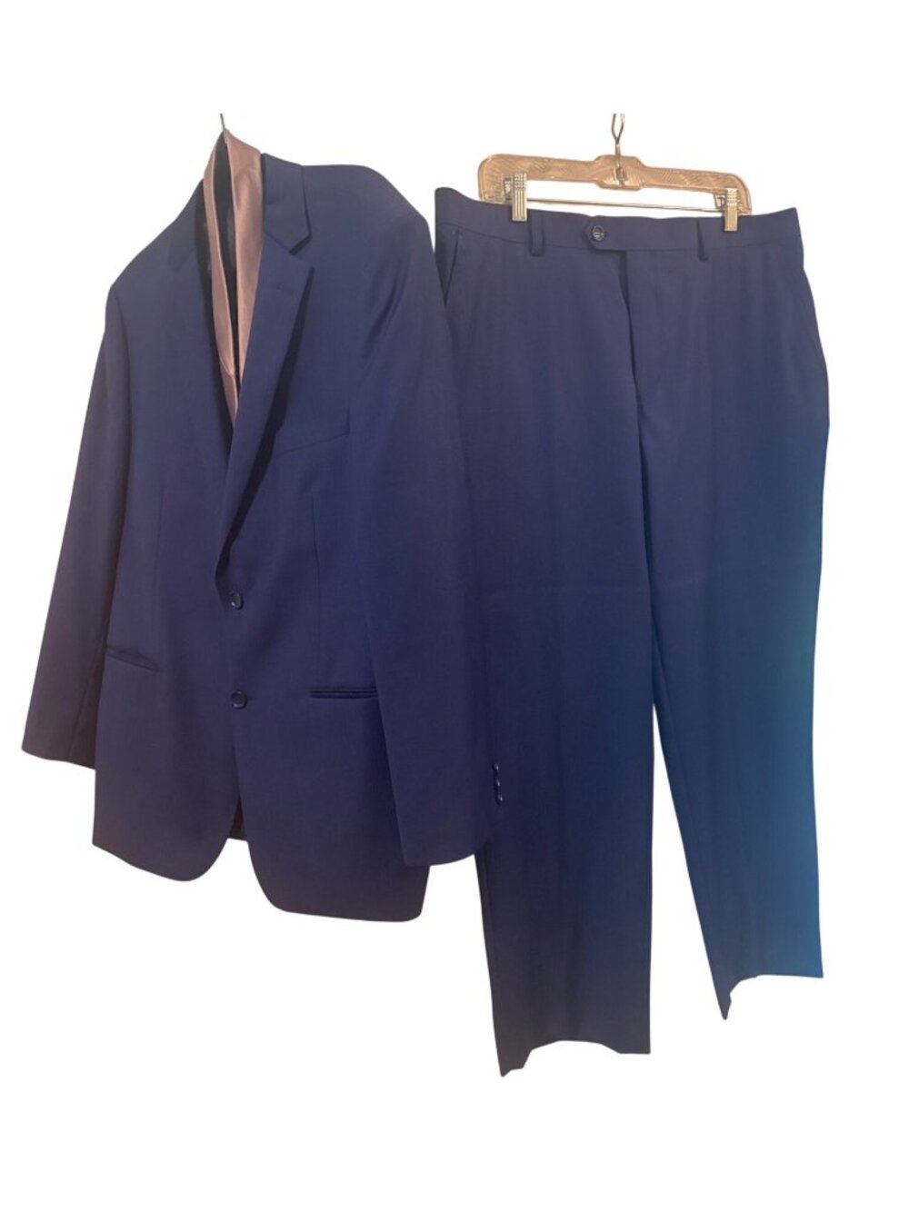Men's Virgin Wool Suit 44R Pants 38x28 Navy Mantoni Finest Tailoring